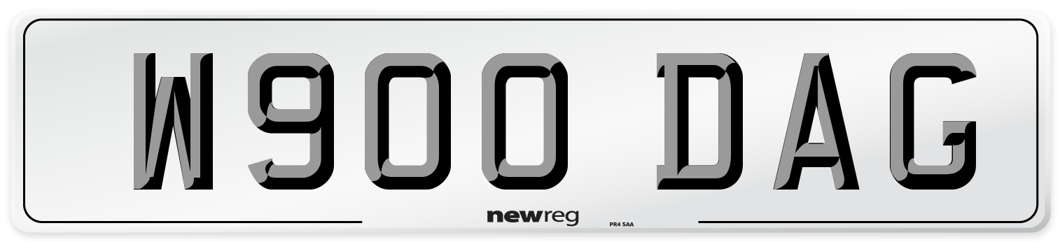 W900 DAG Number Plate from New Reg